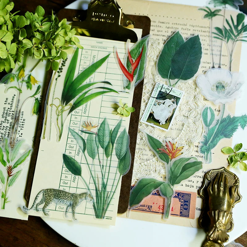 Tropical Plants and Butterflies Vellum Stickers