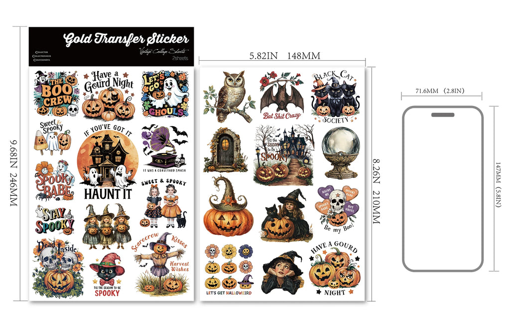 Halloween Colorful UV-DTF Rub-on Stickers