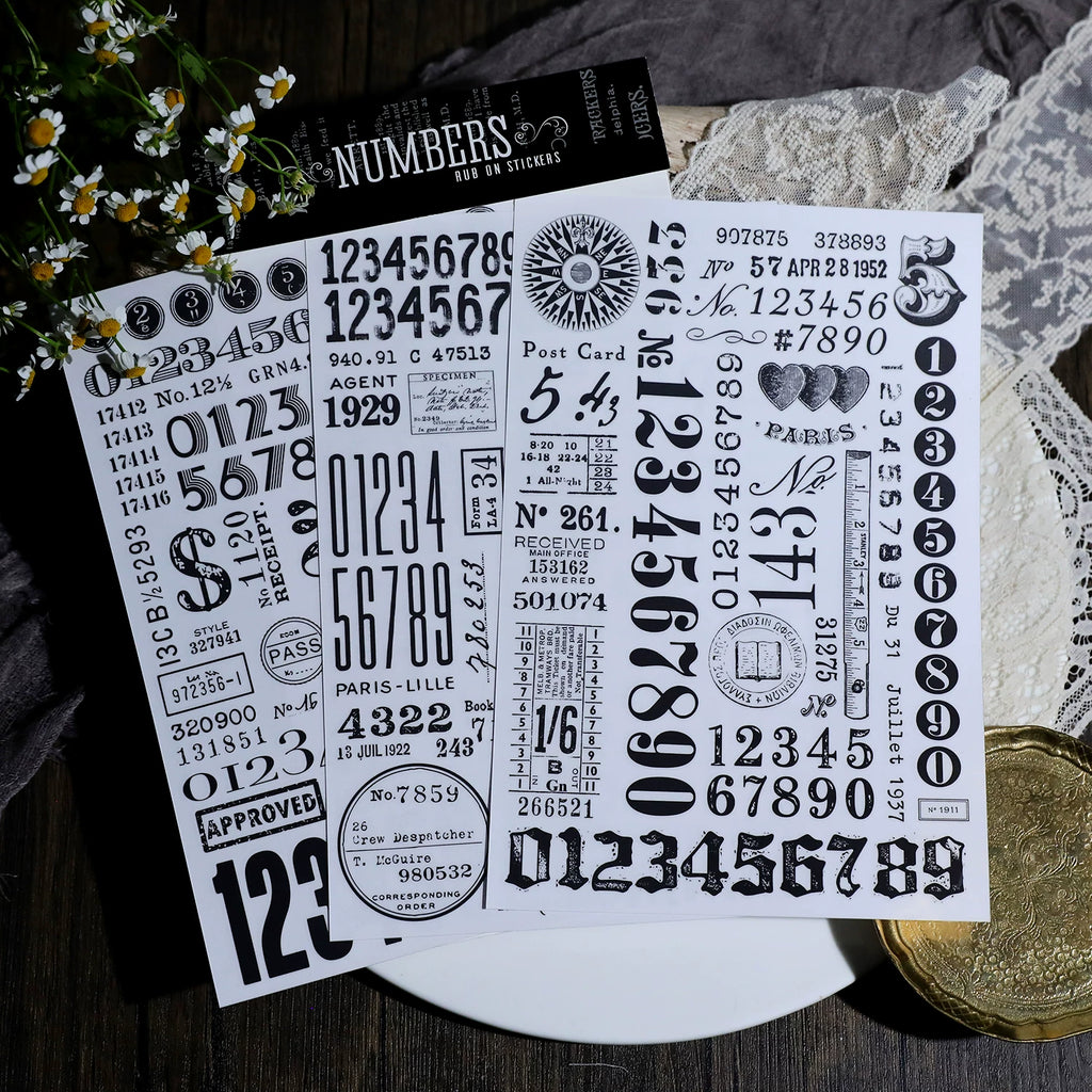 Numbers and Letters Matte Rub-on Transfers