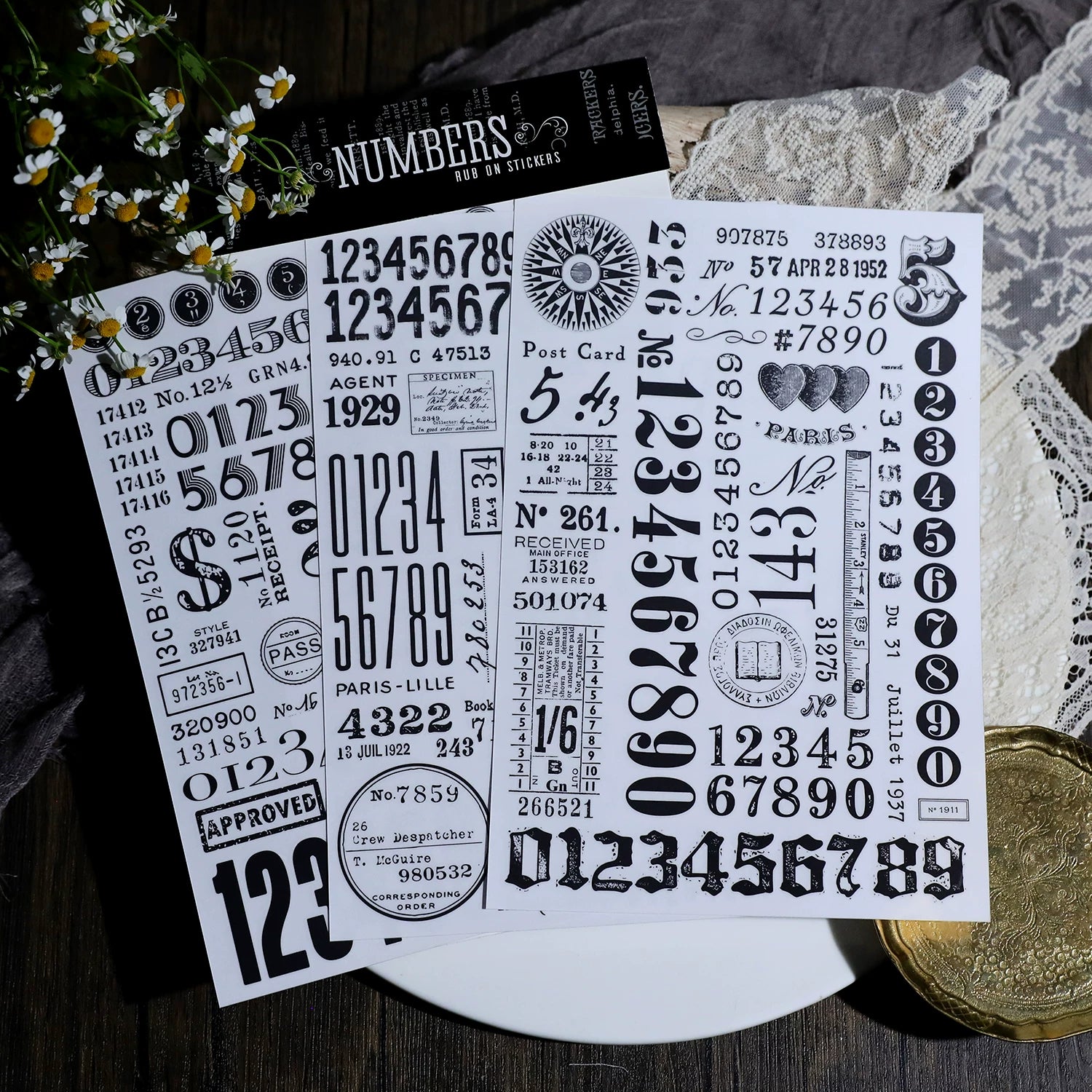 Numbers and Letters Matte Rub-on Transfers