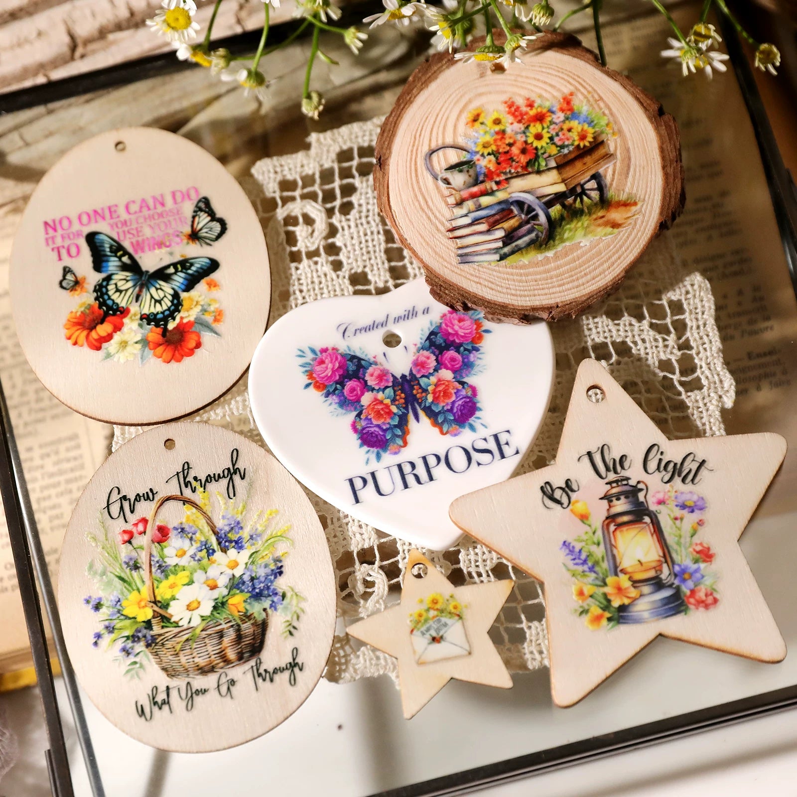 Butterflies Phrases UV-DTF Rub-on Stickers