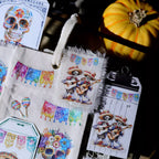 Day of the Dead Halloween Skull Matte Rub-on Transfers 2 Small Sheets