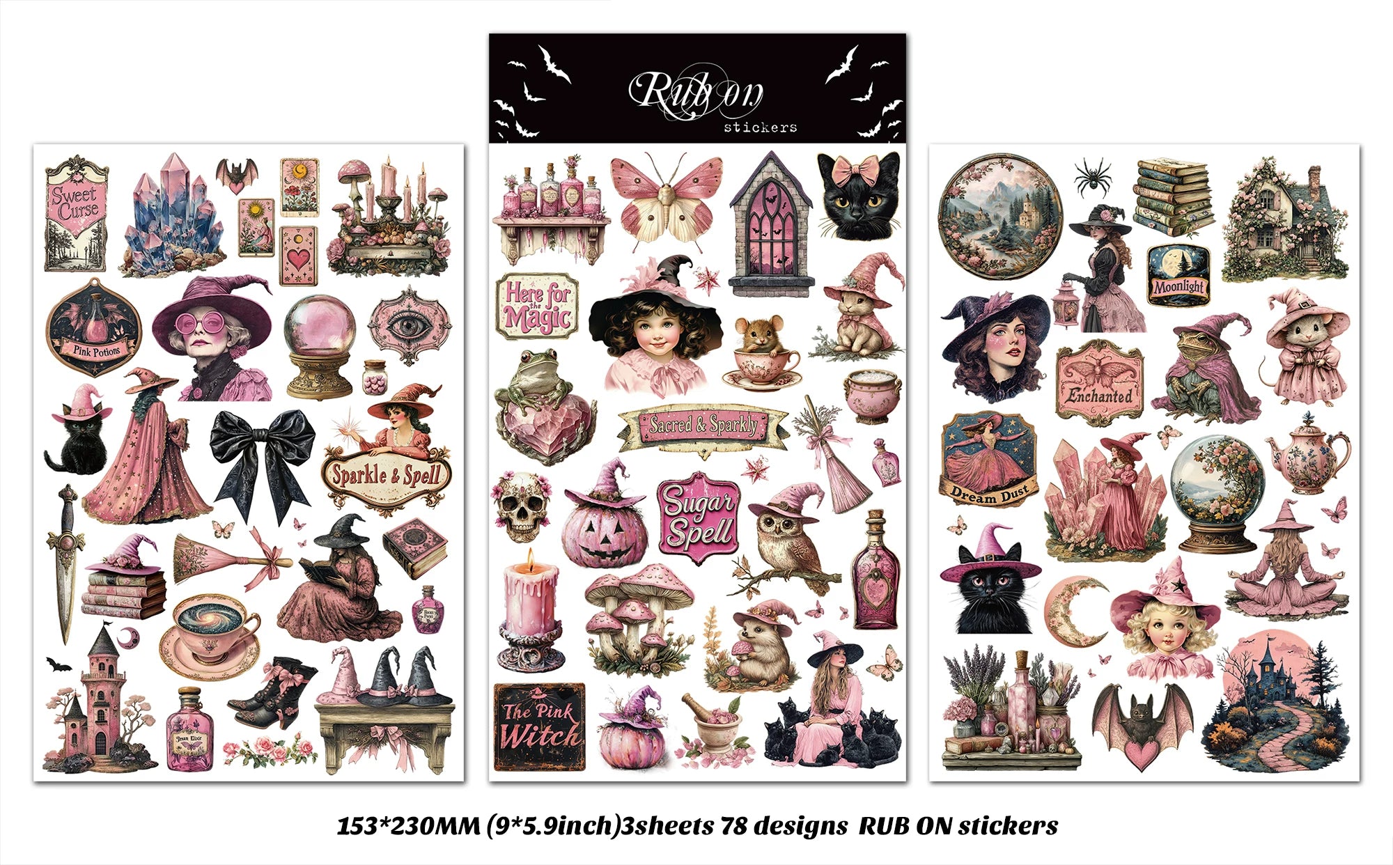 Halloween Pink Matte Rub-on Transfers
