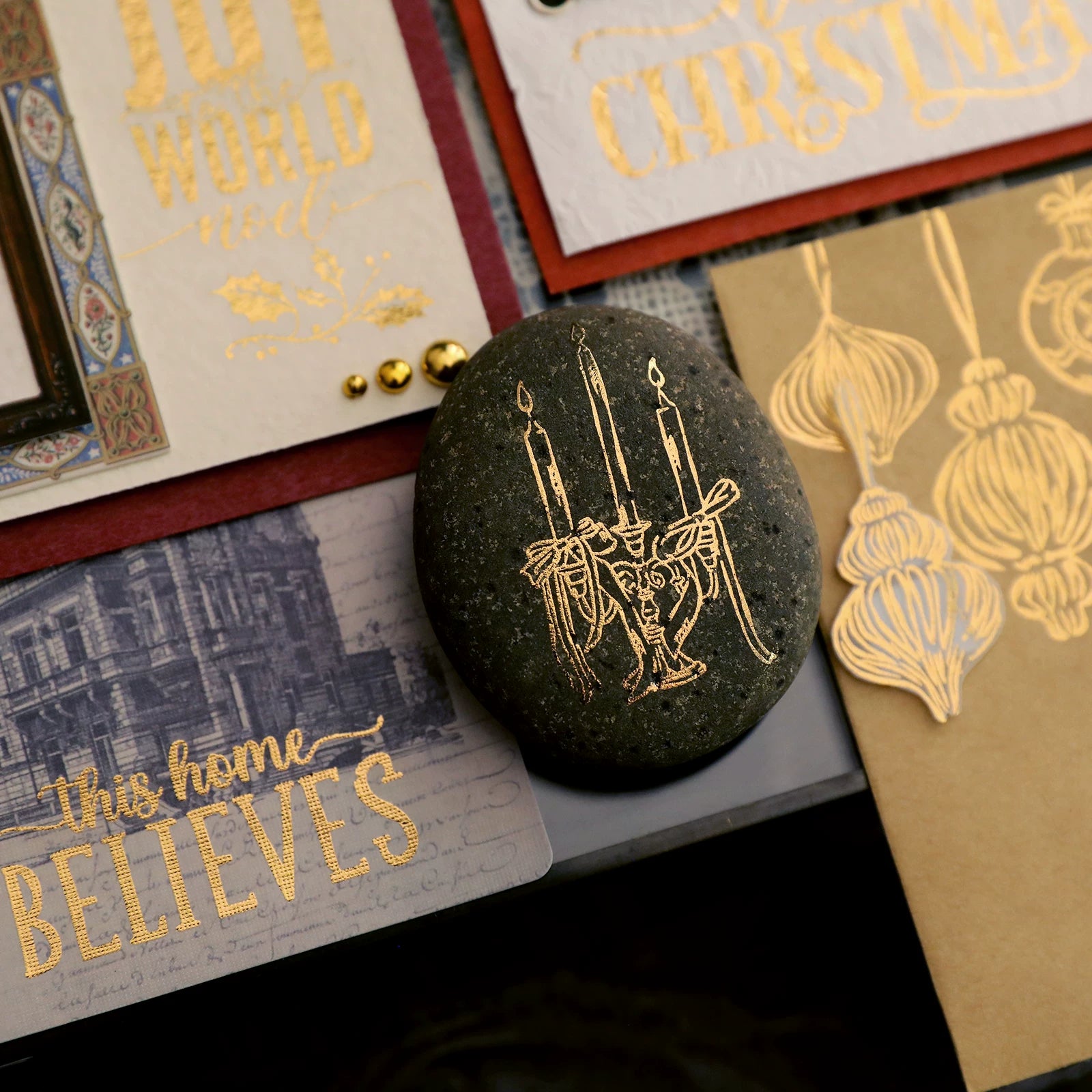 Gold Foil Christmas Rub-on Transfer Stickers