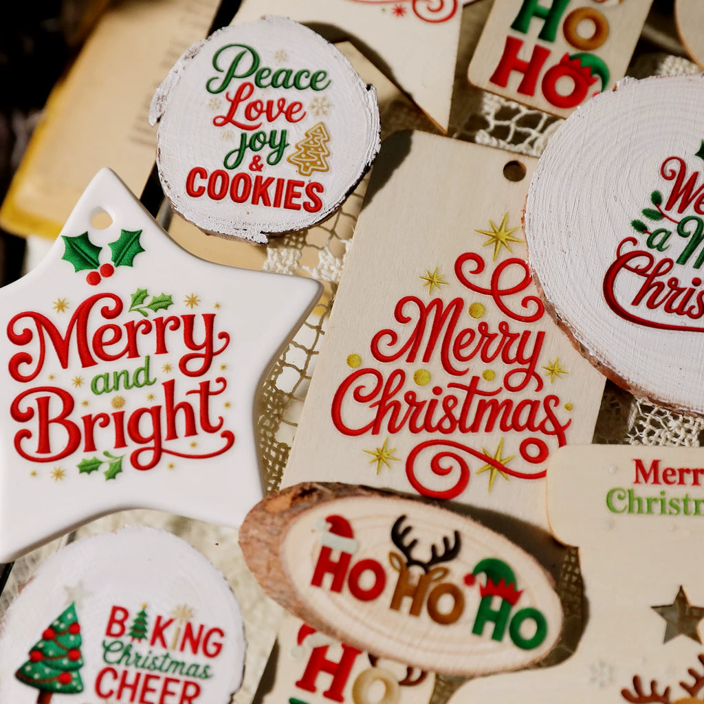 Christmas Embroidery  Quotes UV-DTF Rub-on Stickers