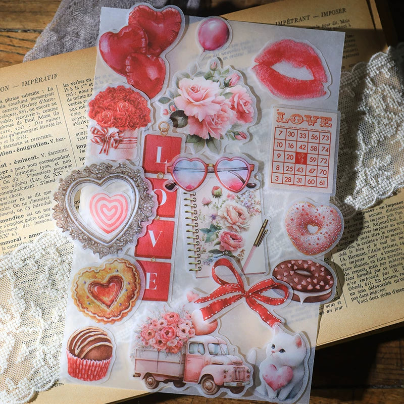 Pink Valentine's Day Vellum Stickers