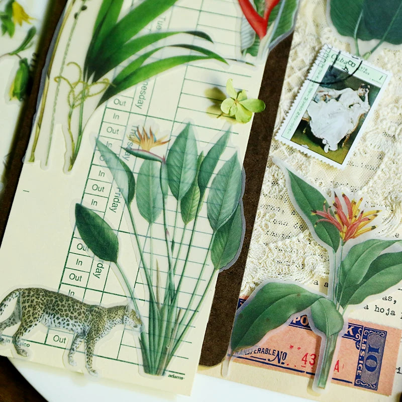 Tropical Plants and Butterflies Vellum Stickers