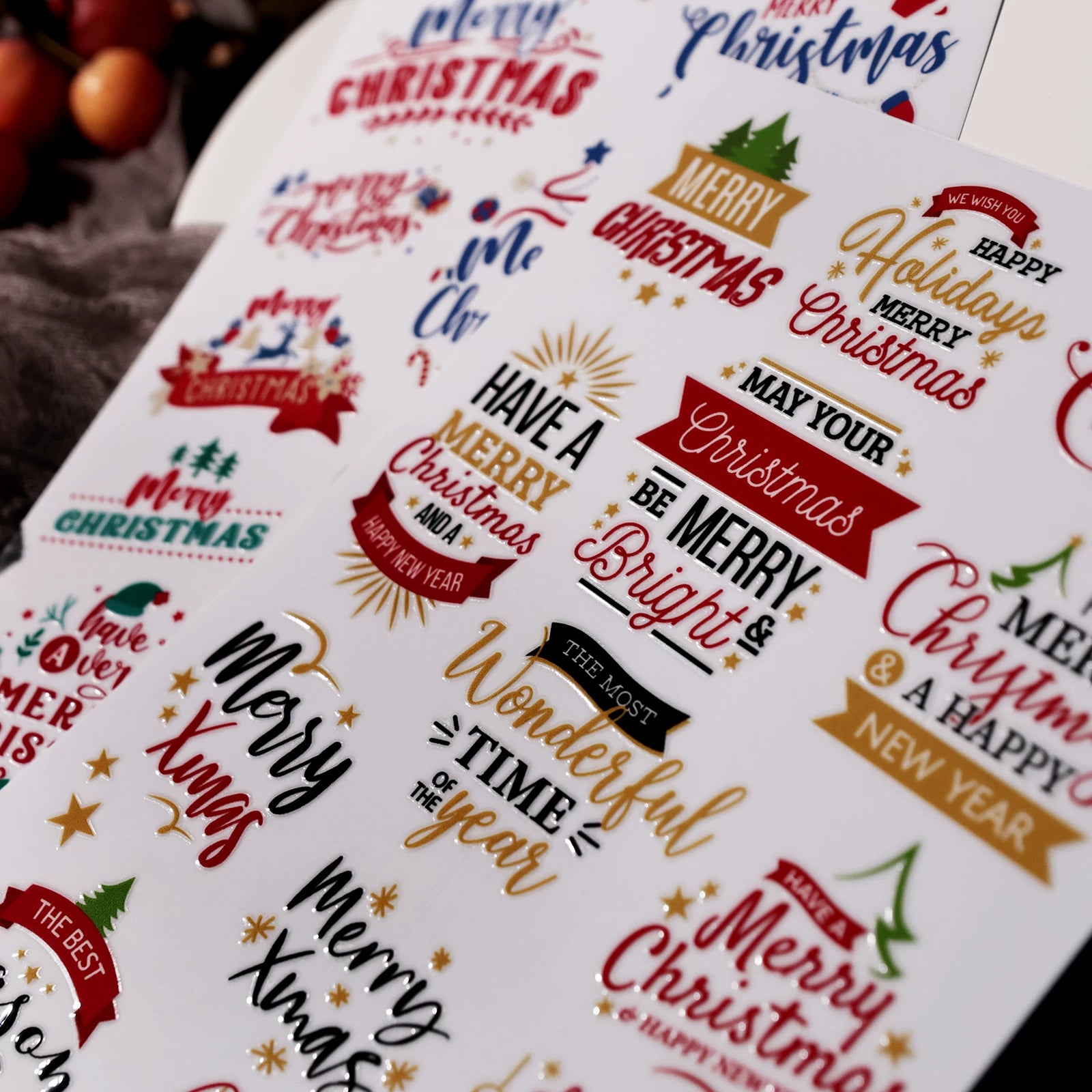 Christmas Color Quotes UV-DTF Rub-on Stickers