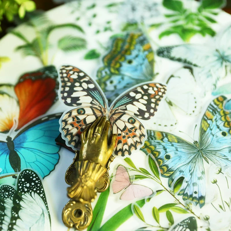 Tropical Plants and Butterflies Vellum Stickers