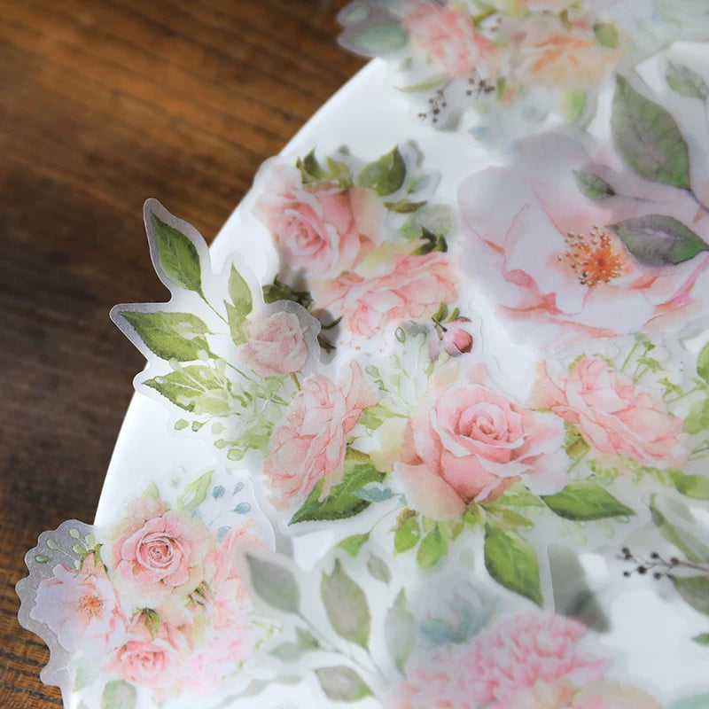 Pink Roses Vellum Stickers
