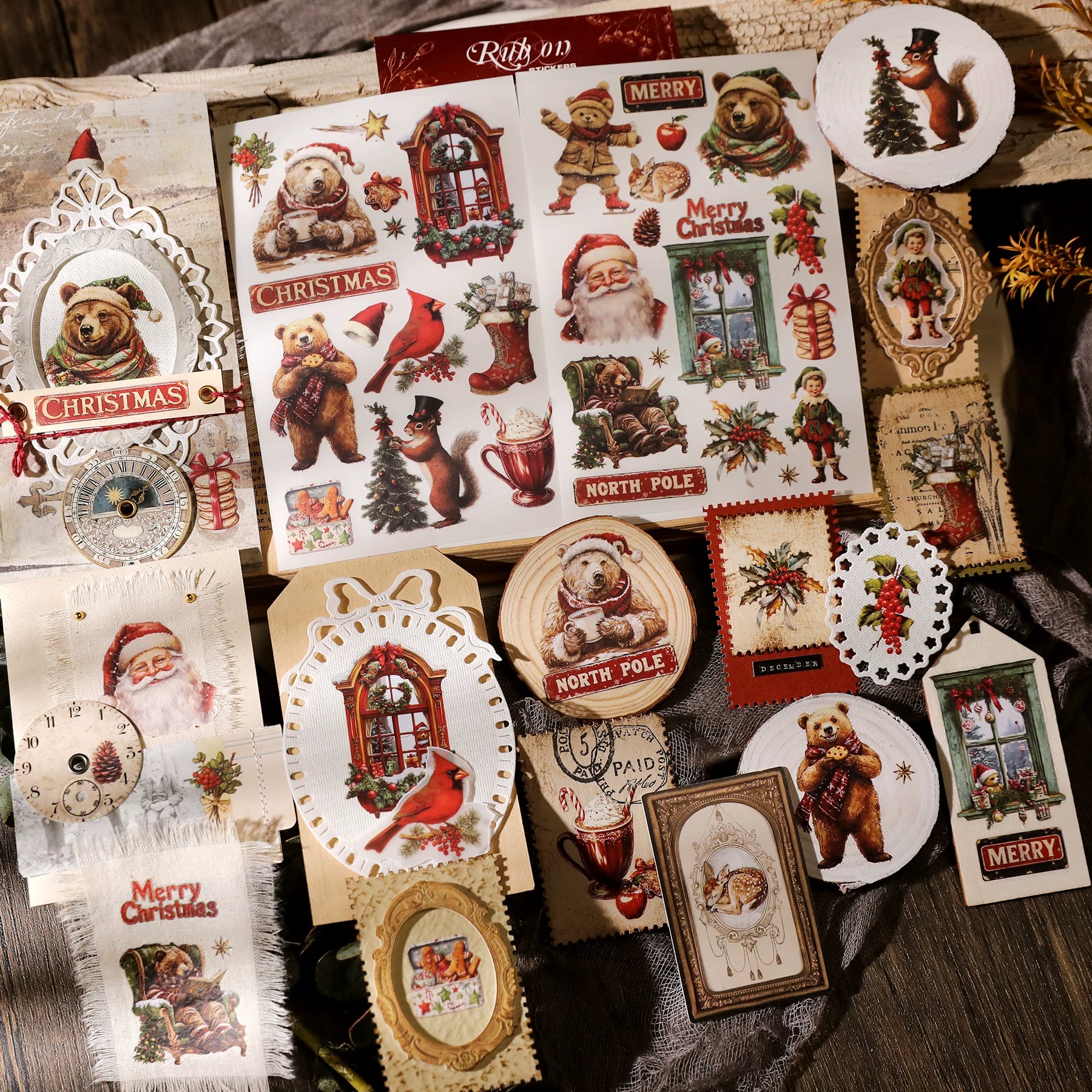 Christmas Matte Rub-on Transfers 2 Small Sheets