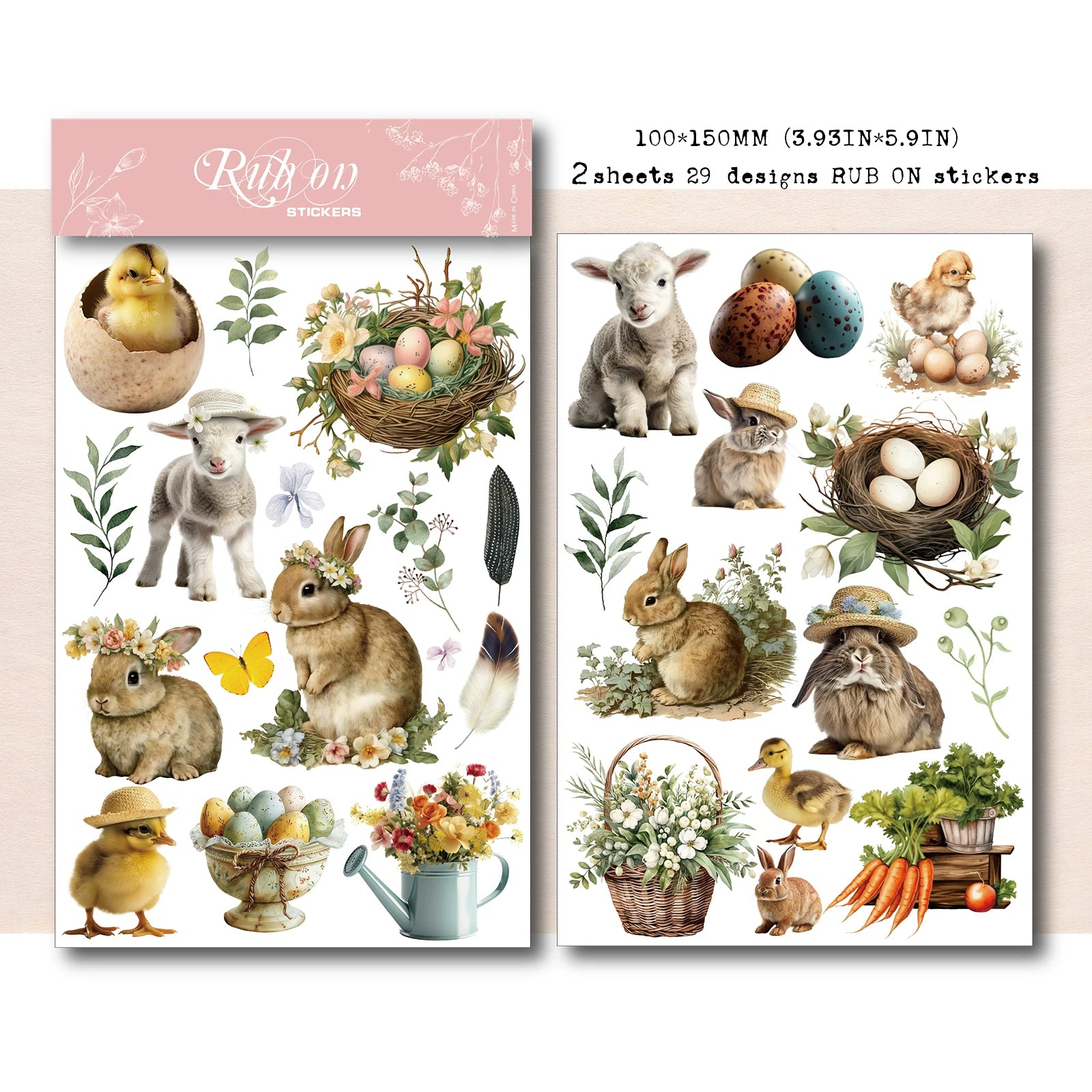 Bunny Matte Rub-on Transfers 2 Small Sheets