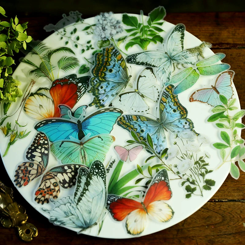 Tropical Plants and Butterflies Vellum Stickers