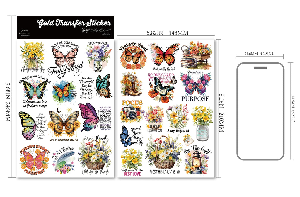 Butterflies Phrases UV-DTF Rub-on Stickers