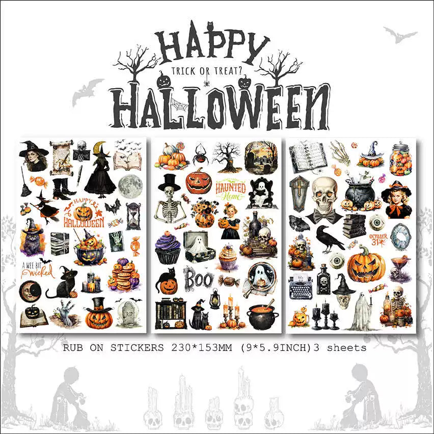 Halloween Dark Matte Rub-on Transfers