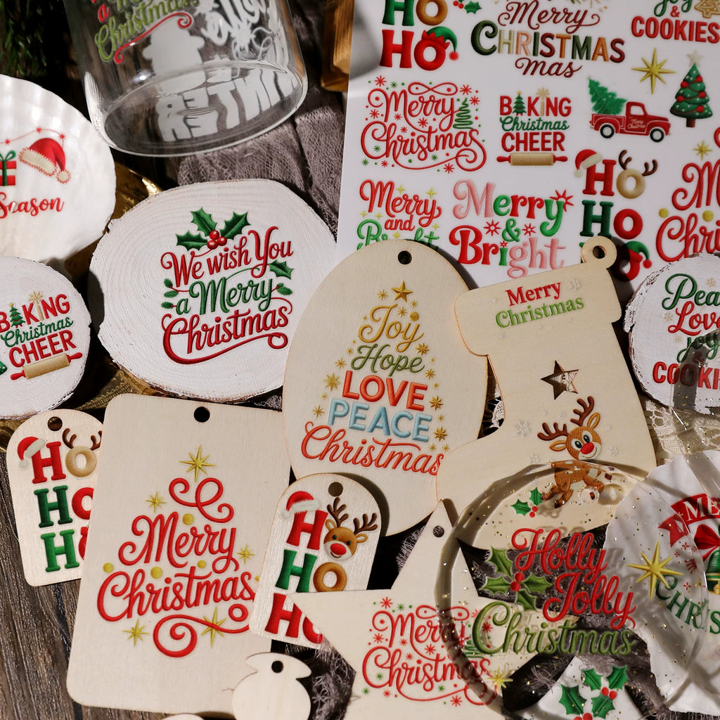 Christmas Embroidery  Quotes UV-DTF Rub-on Stickers