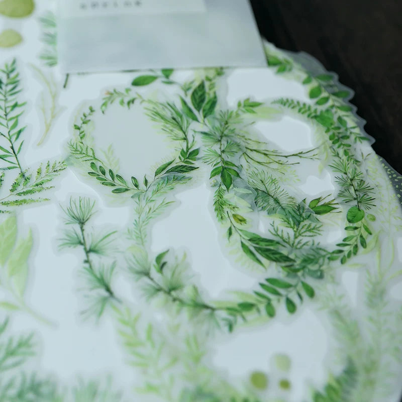 Fresh Green Leaves Vellum Stickers