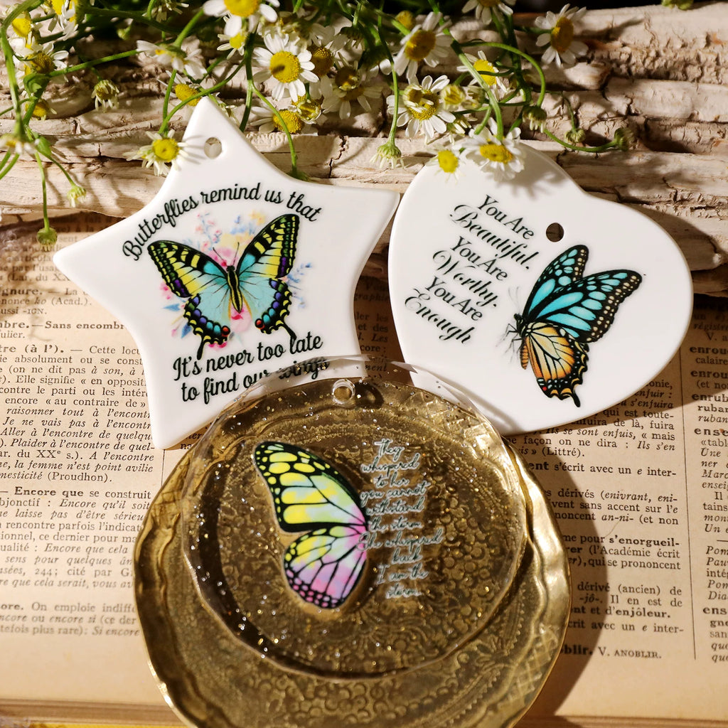 Butterflies Phrases UV-DTF Rub-on Stickers