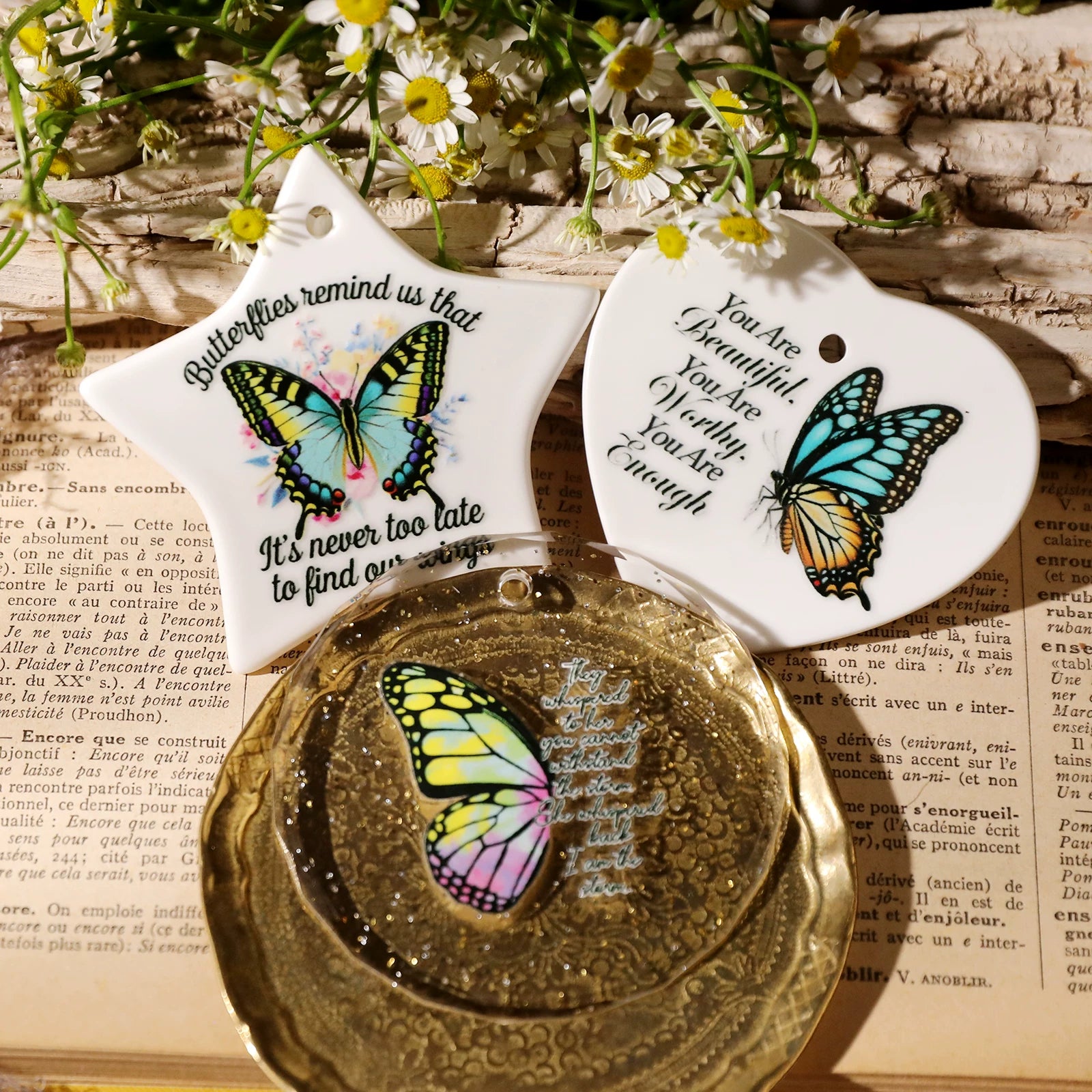 Butterflies Phrases UV-DTF Rub-on Stickers