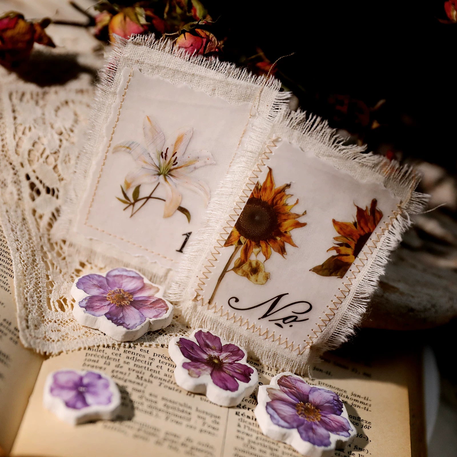 Autumn Dried Flowers Matte Rub-on Transfers