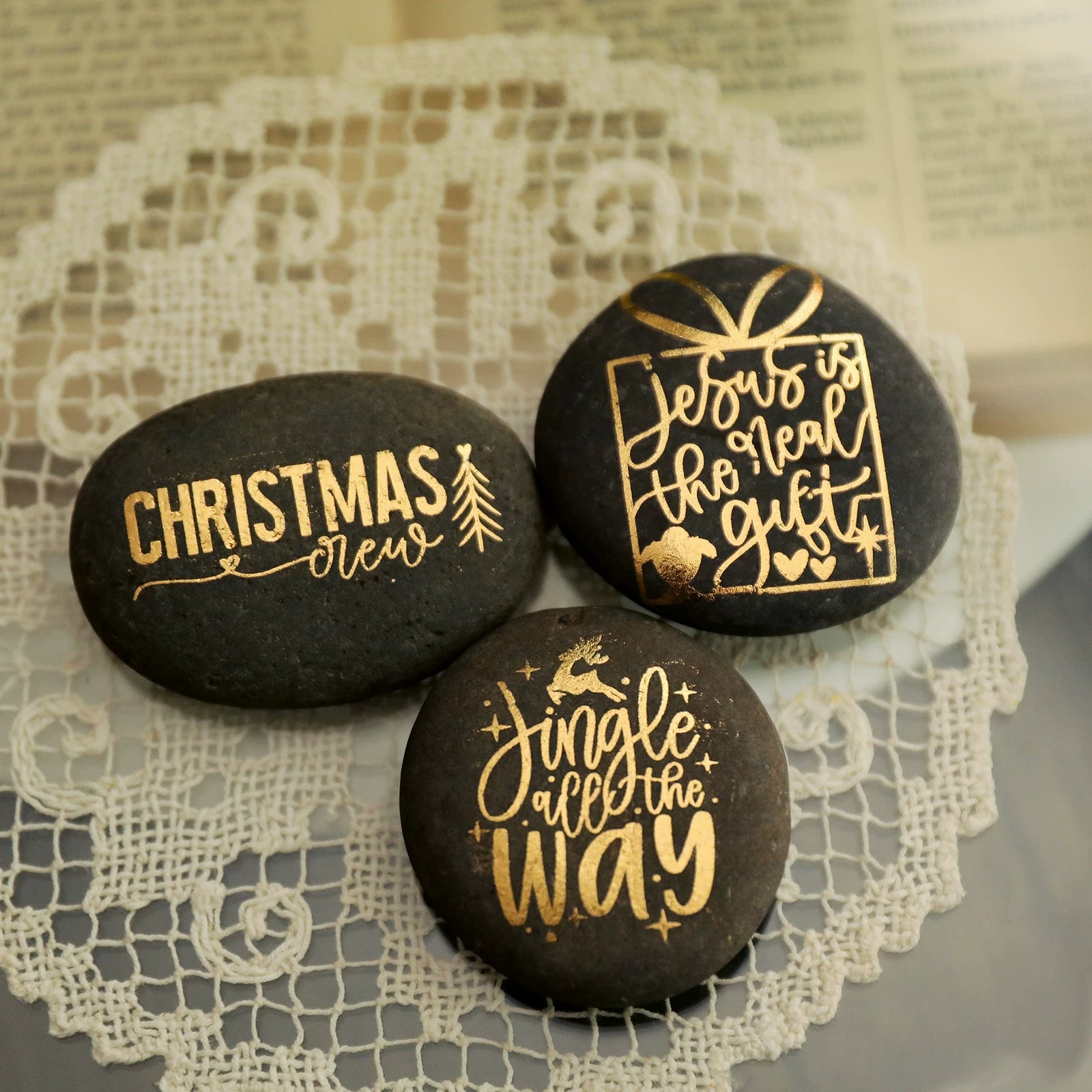 Gold Foil Christmas Rub-on Transfer Stickers