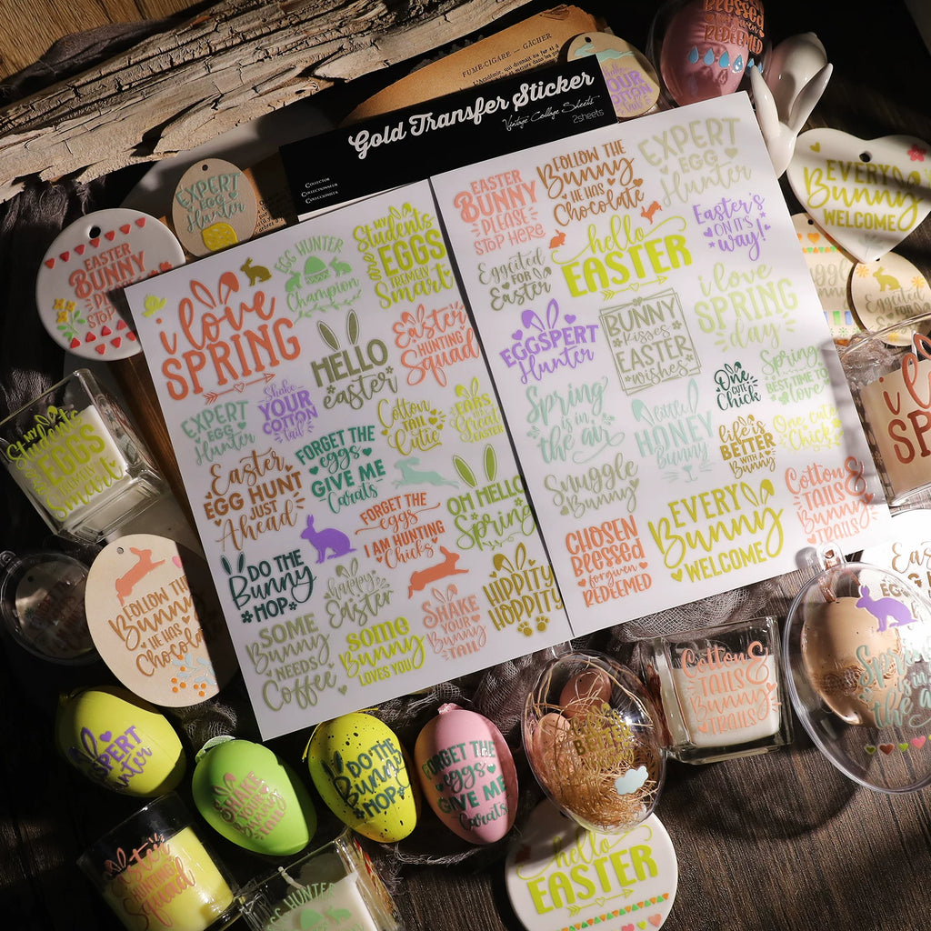 Easter Phrases UV-DTF Rub-on Stickers