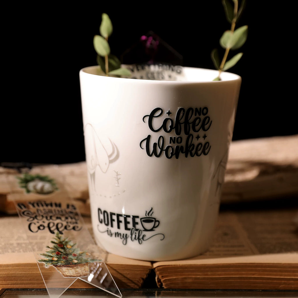 Coffee Phrases UV-DTF Rub-on Stickers