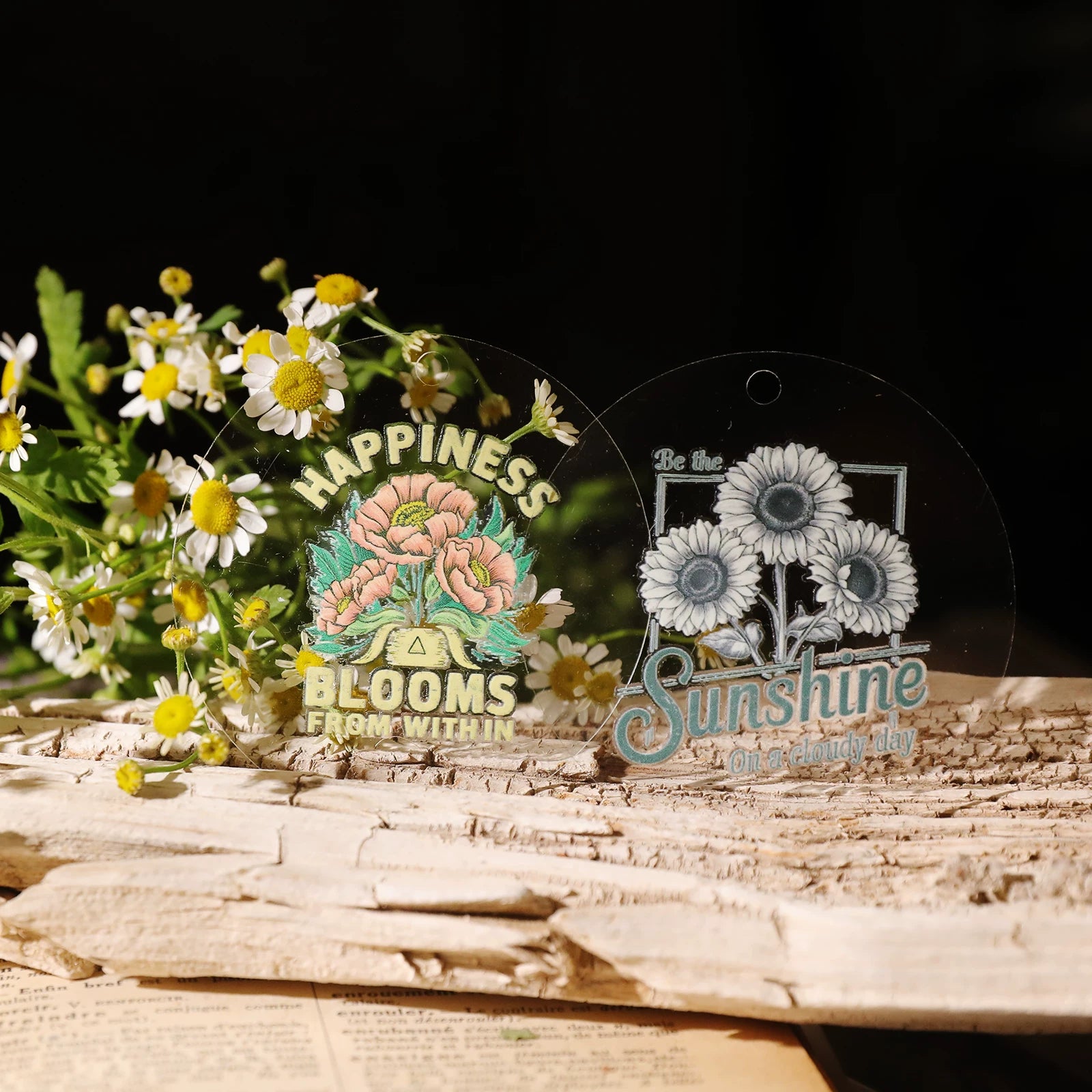 Flower Inspirational Phrases UV-DTF Rub-on Stickers