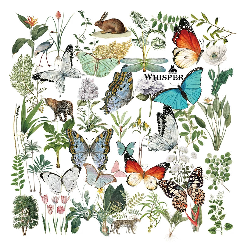 Tropical Plants and Butterflies Vellum Stickers