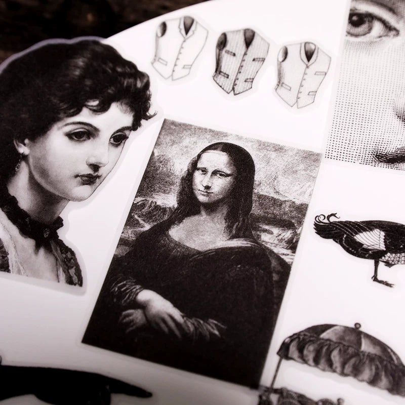 Black Retro Print Vellum Stickers