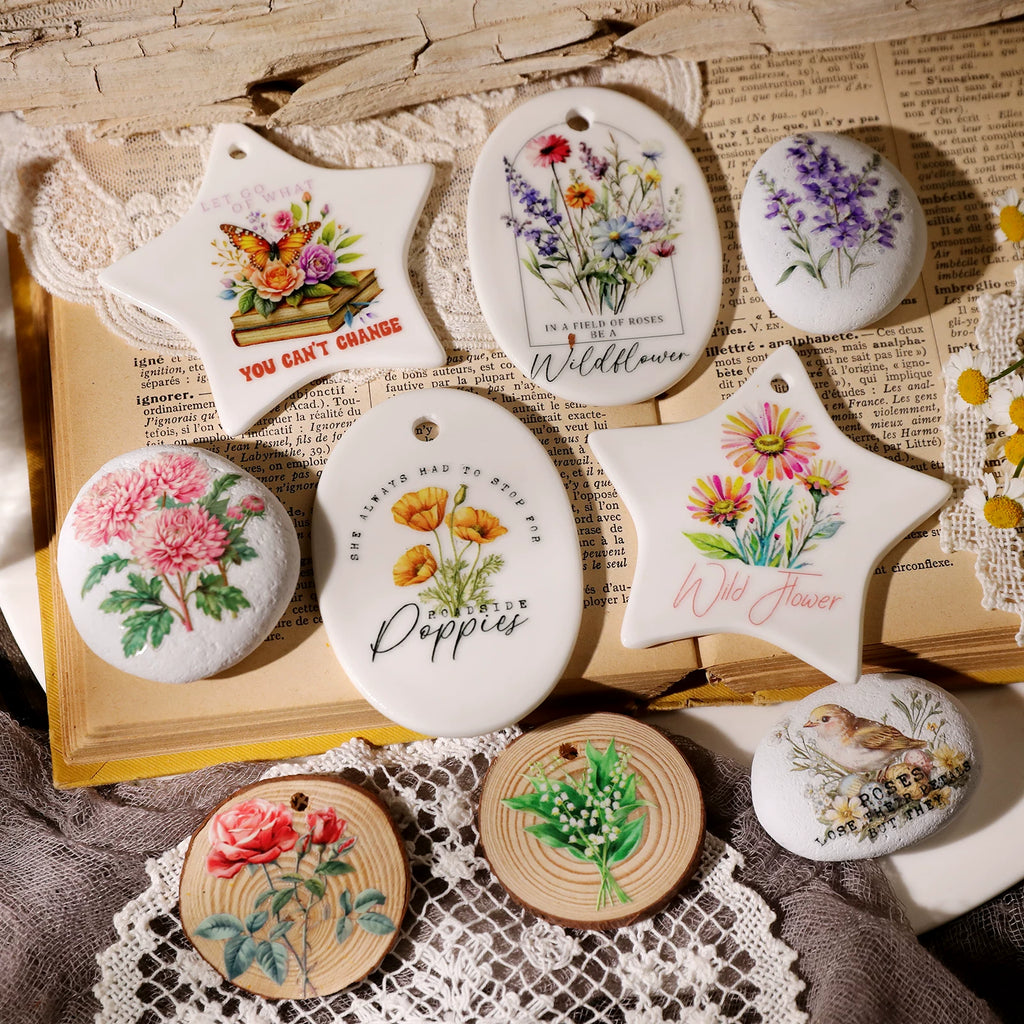 Flower Phrases UV-DTF Rub-on Stickers