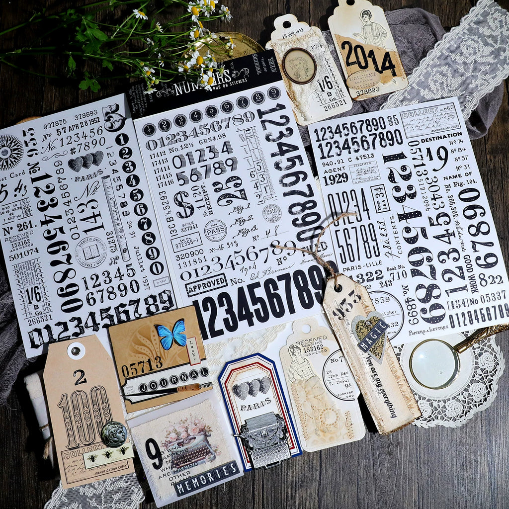Numbers and Letters Matte Rub-on Transfers