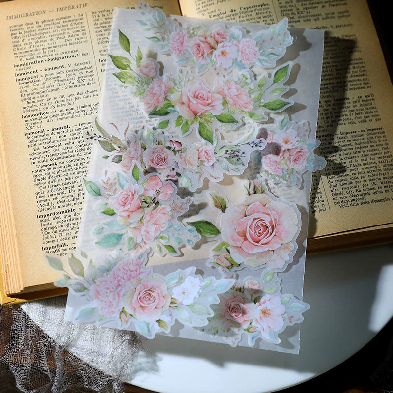 Pink Roses Vellum Stickers