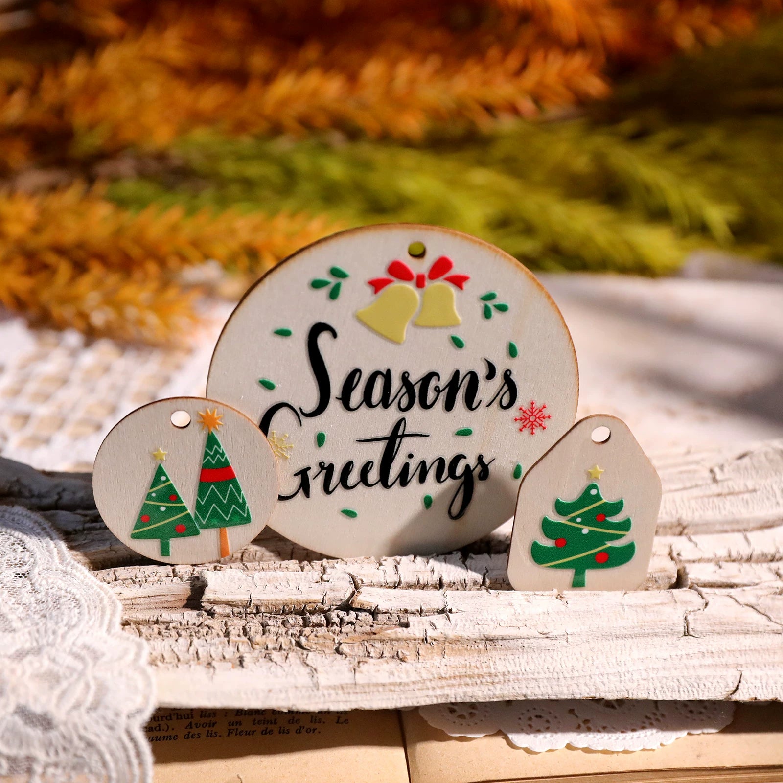 Christmas Leaf Quotes UV-DTF Rub-on Stickers