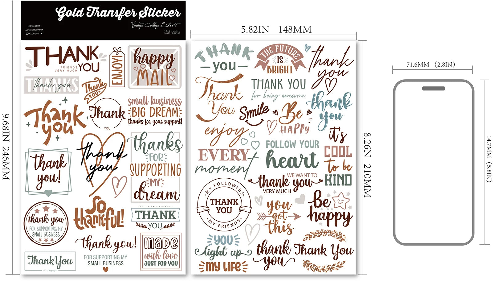 Thankful Quotes UV-DTF Rub-on Stickers