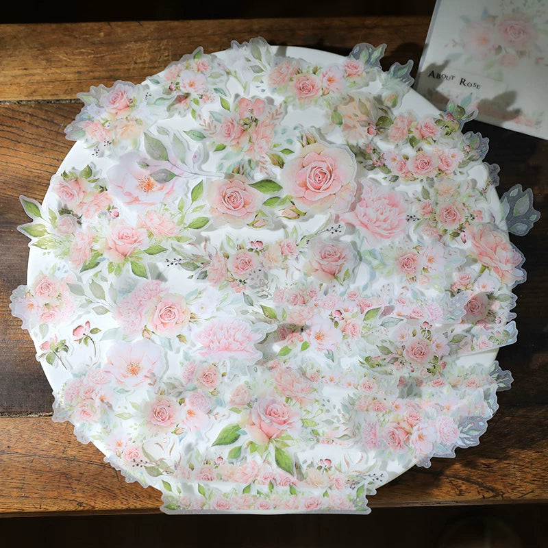 Pink Roses Vellum Stickers