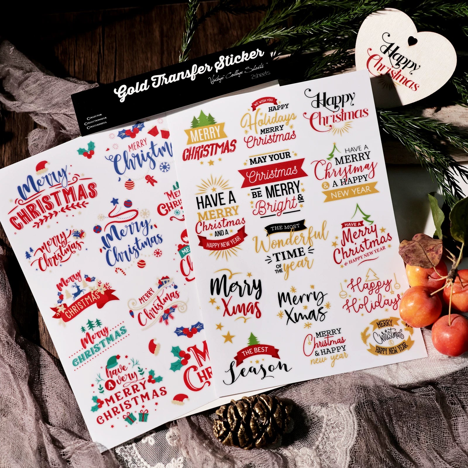 Christmas Color Quotes UV-DTF Rub-on Stickers
