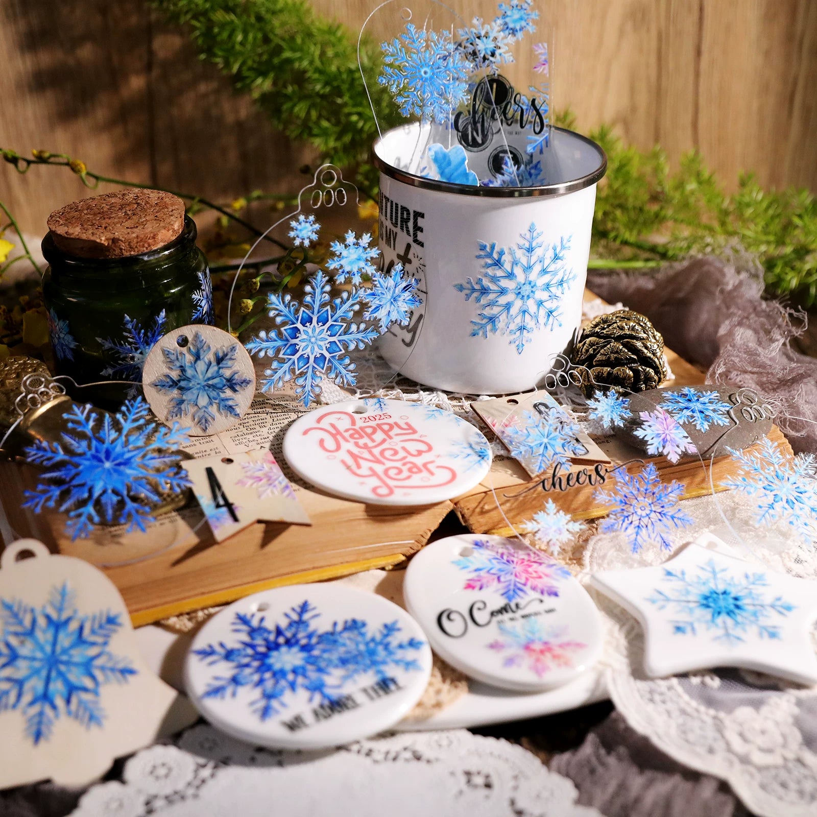 Snowflake UV-DTF Rub-on Stickers