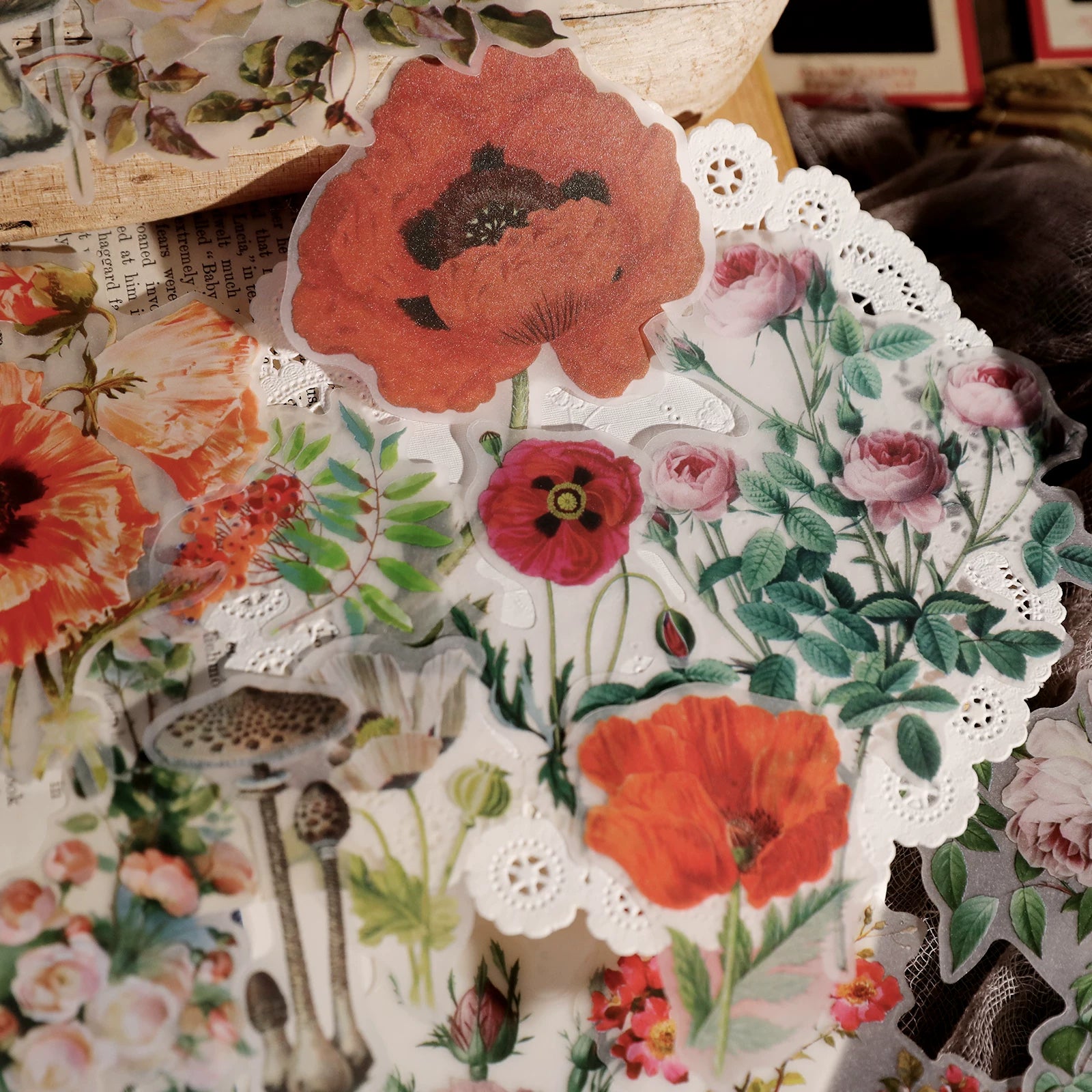 Larger Flowers Vellum Stickers