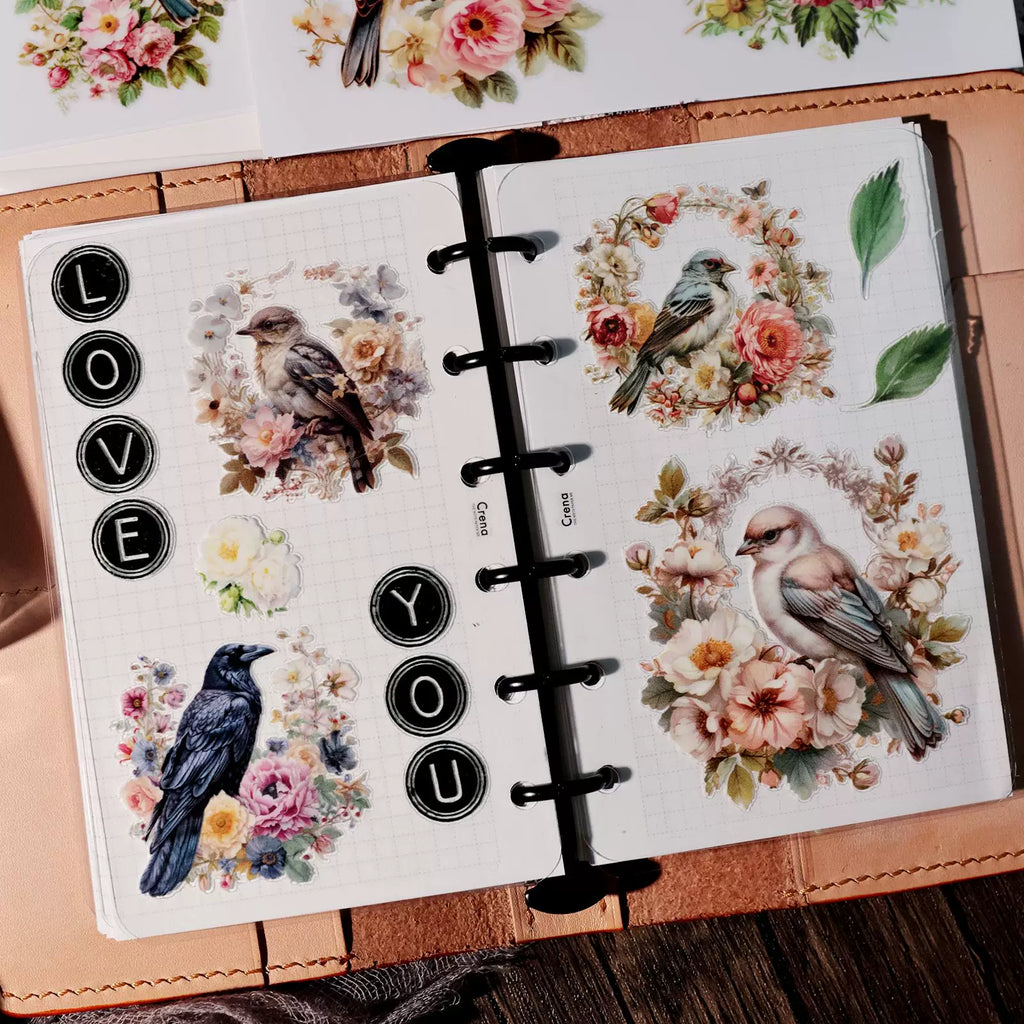 Flowers and Birds UV-DTF Rub-on Stickers