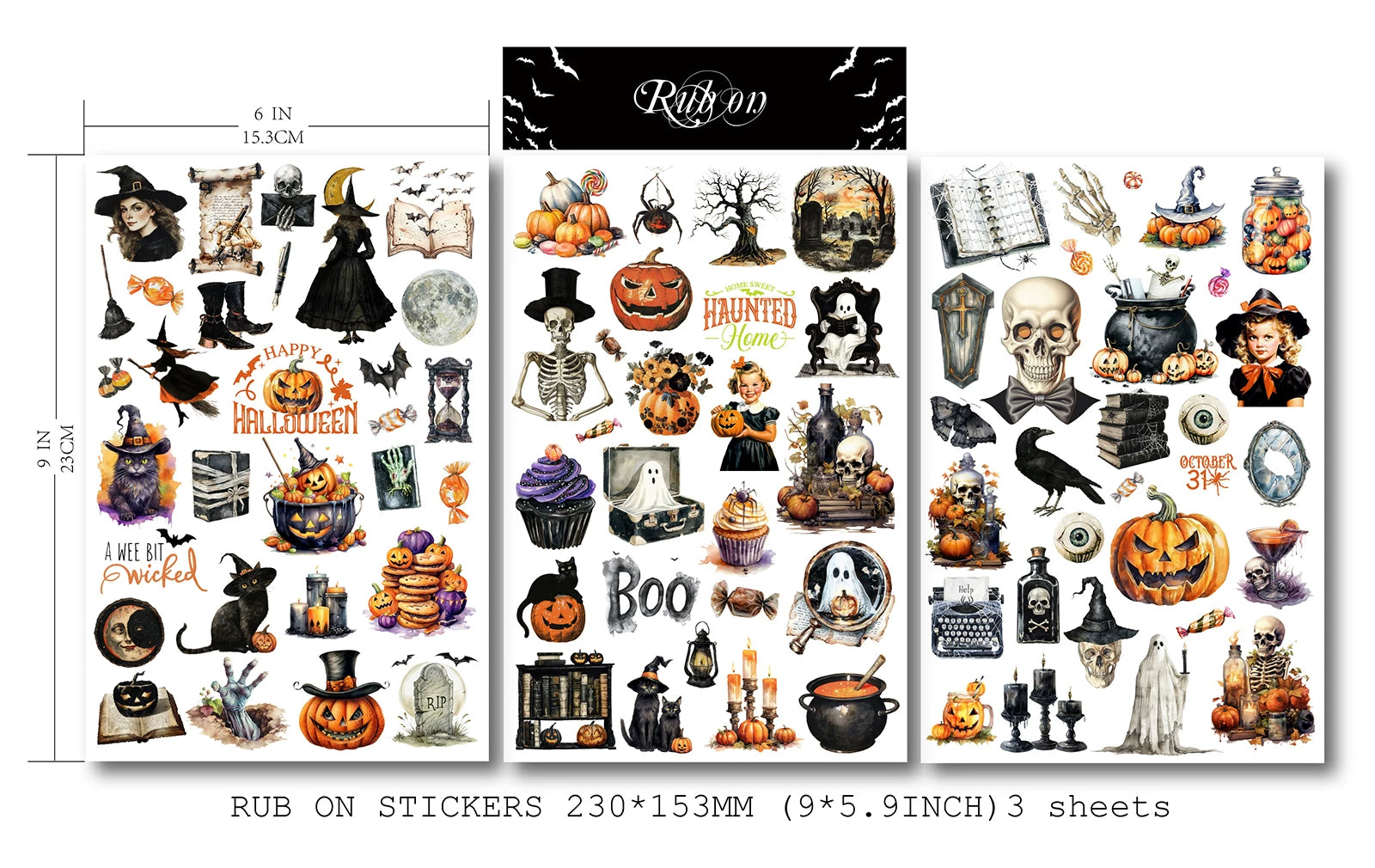 Halloween Dark Matte Rub-on Transfers