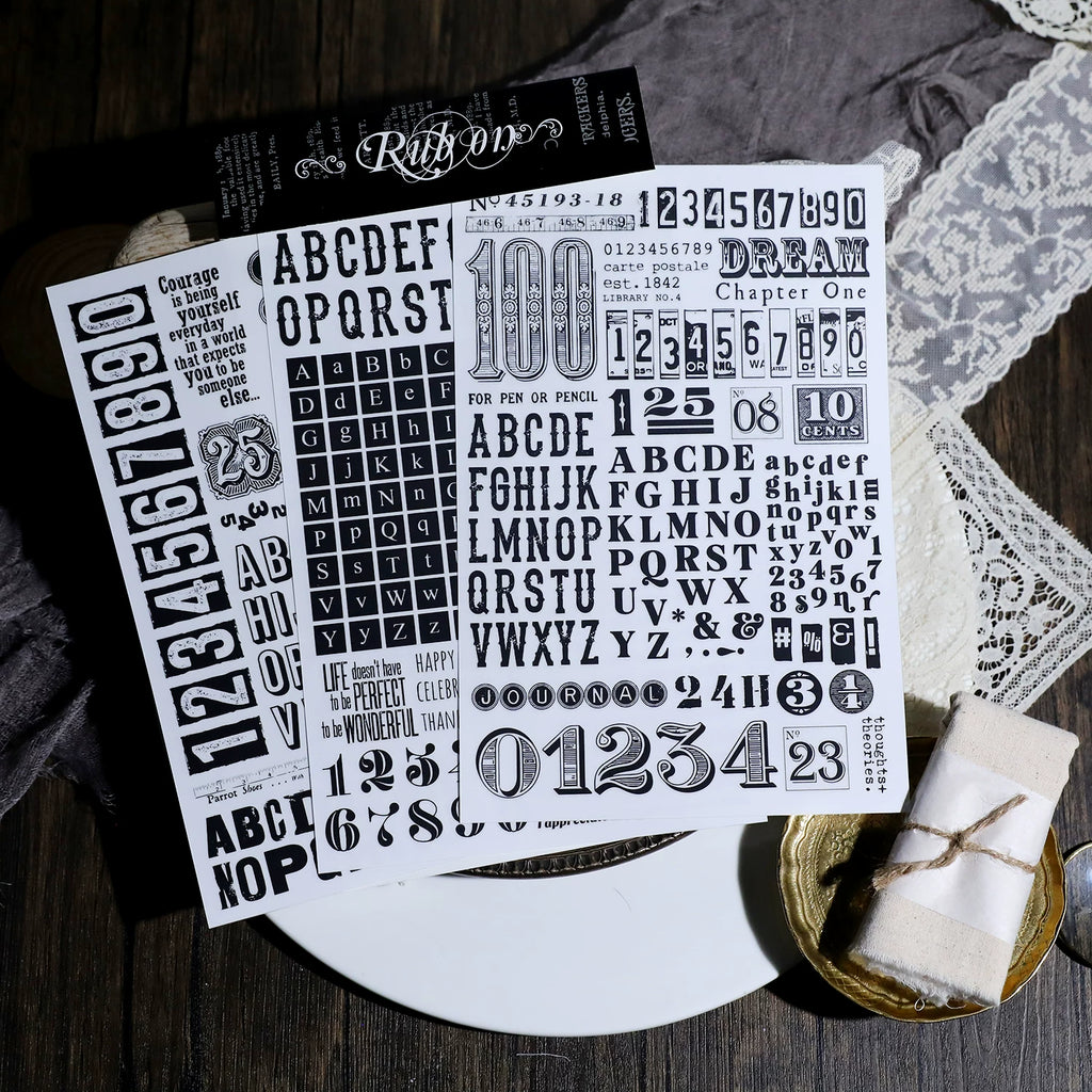 Numbers and Letters Matte Rub-on Transfers