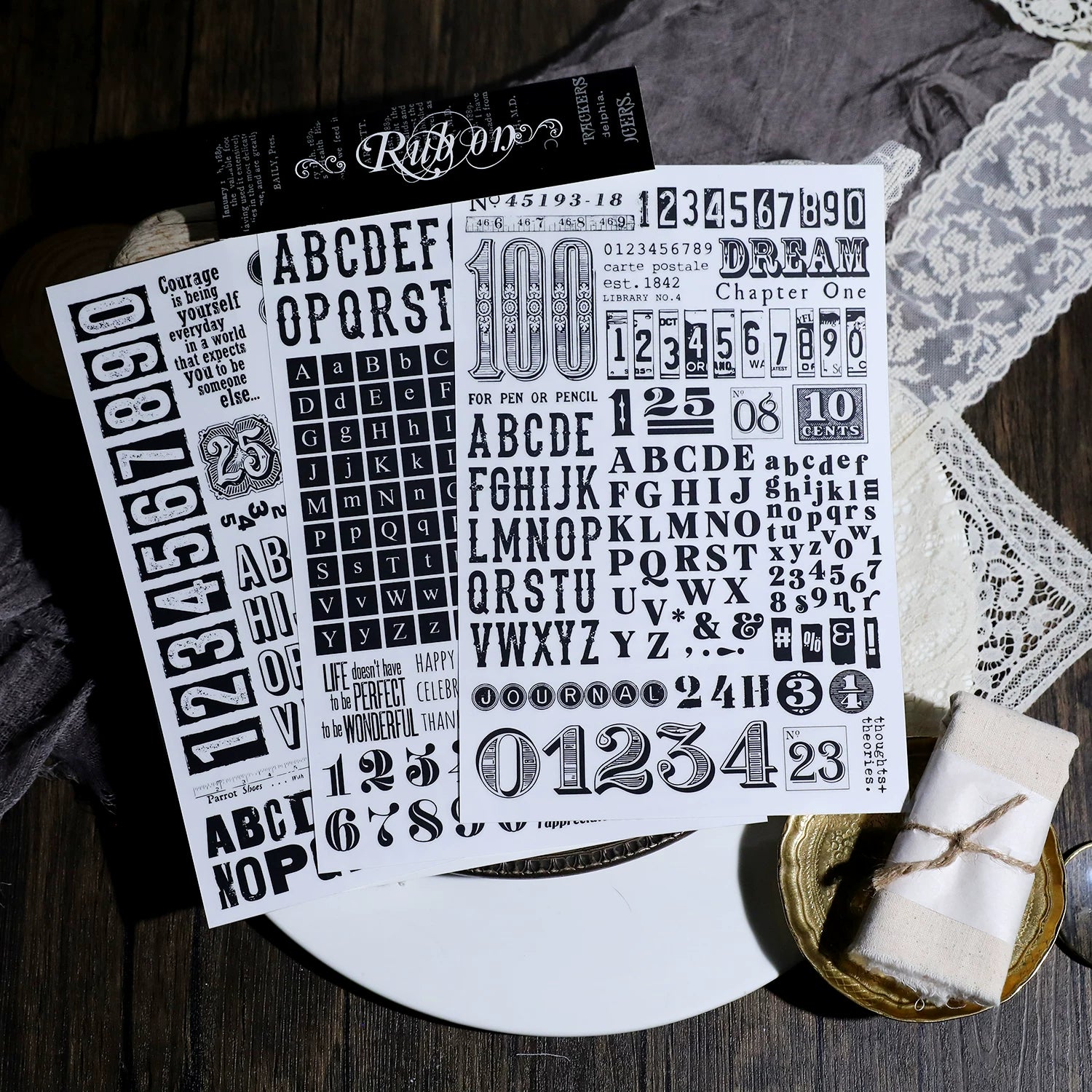 Numbers and Letters Matte Rub-on Transfers