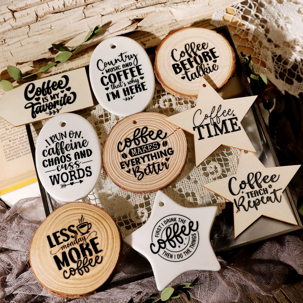 Coffee Phrases UV-DTF Rub-on Stickers