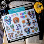 Day of the Dead Halloween Skull Matte Rub-on Transfers 2 Small Sheets