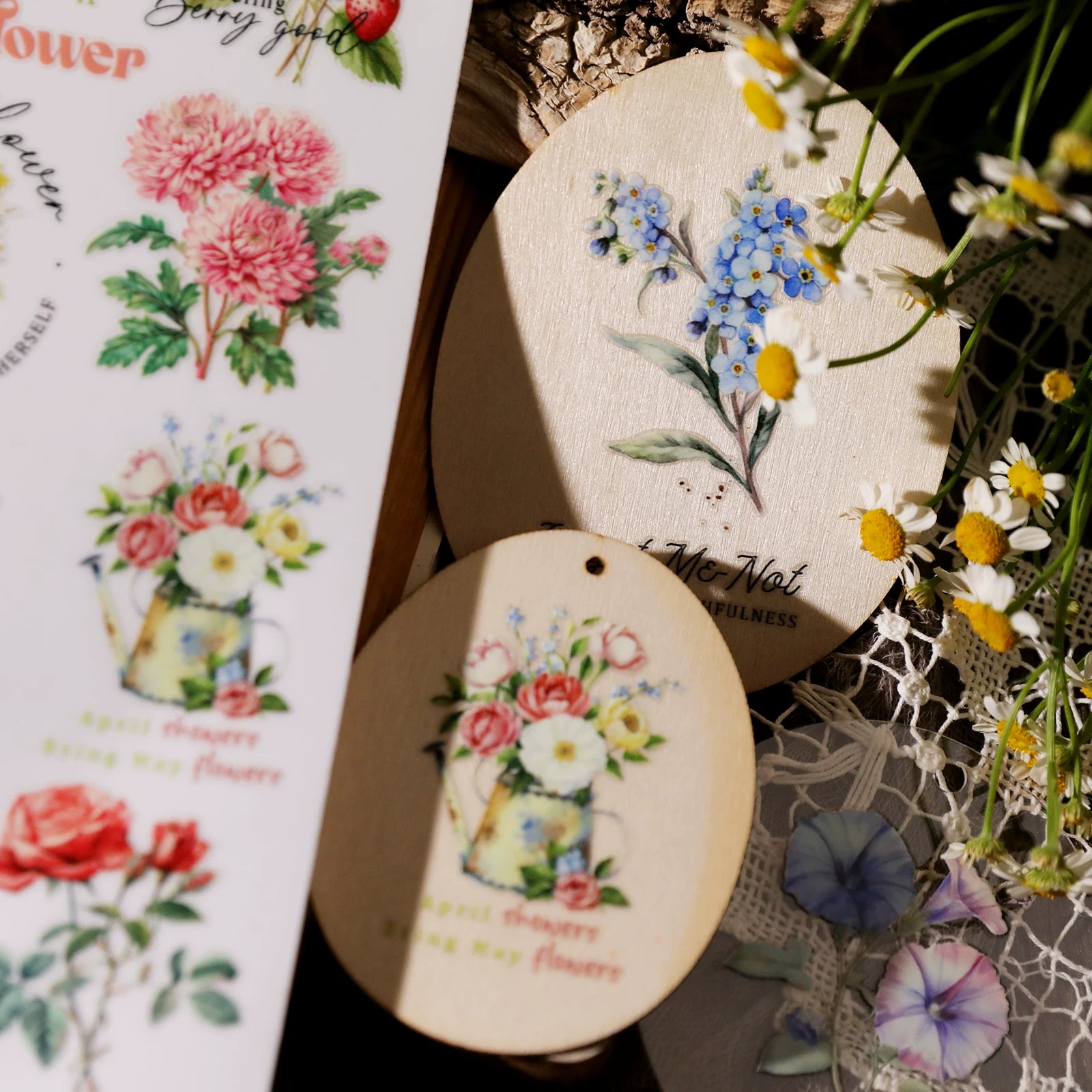 Flower Phrases UV-DTF Rub-on Stickers