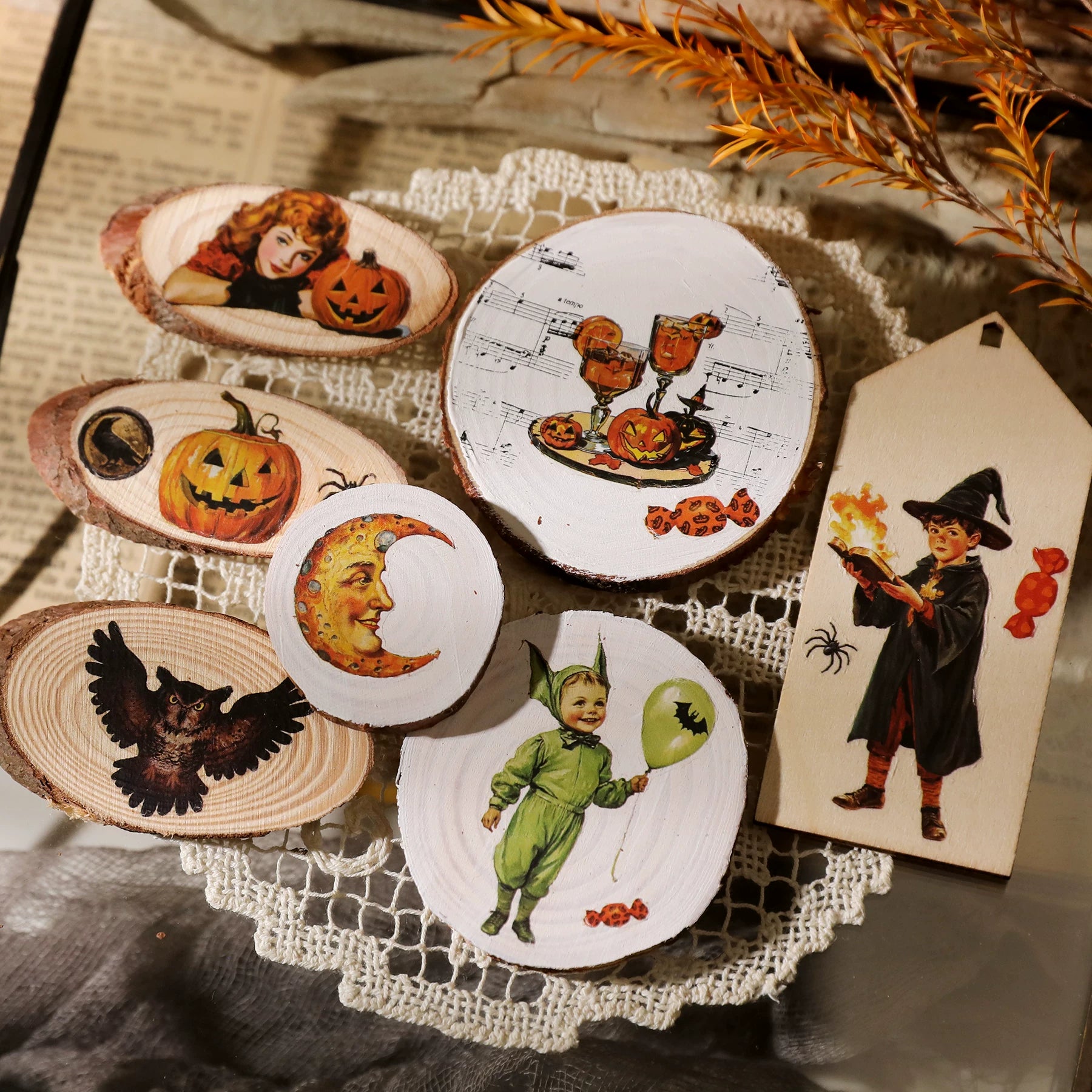 Halloween Matte Rub-on Transfers 2 Small Sheets -Pumpkin