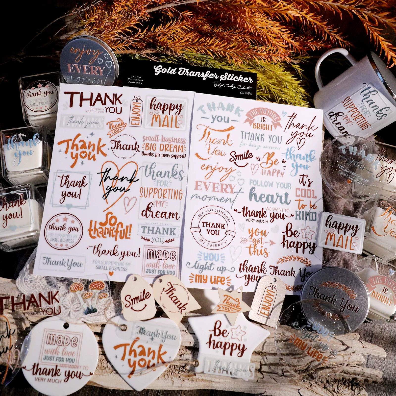 Thankful Quotes UV-DTF Rub-on Stickers