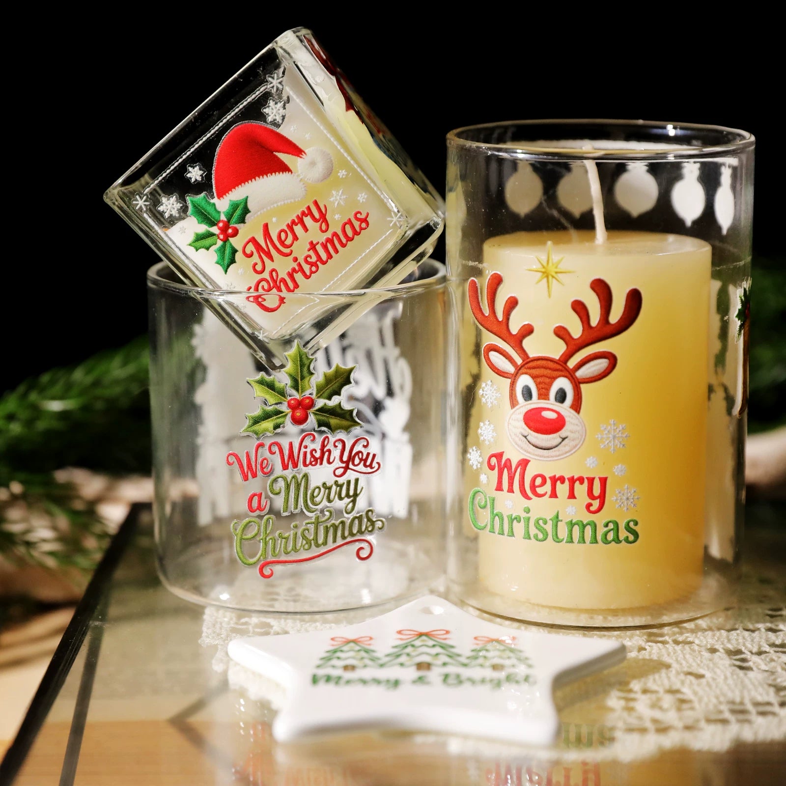 Christmas Embroidery  Quotes UV-DTF Rub-on Stickers