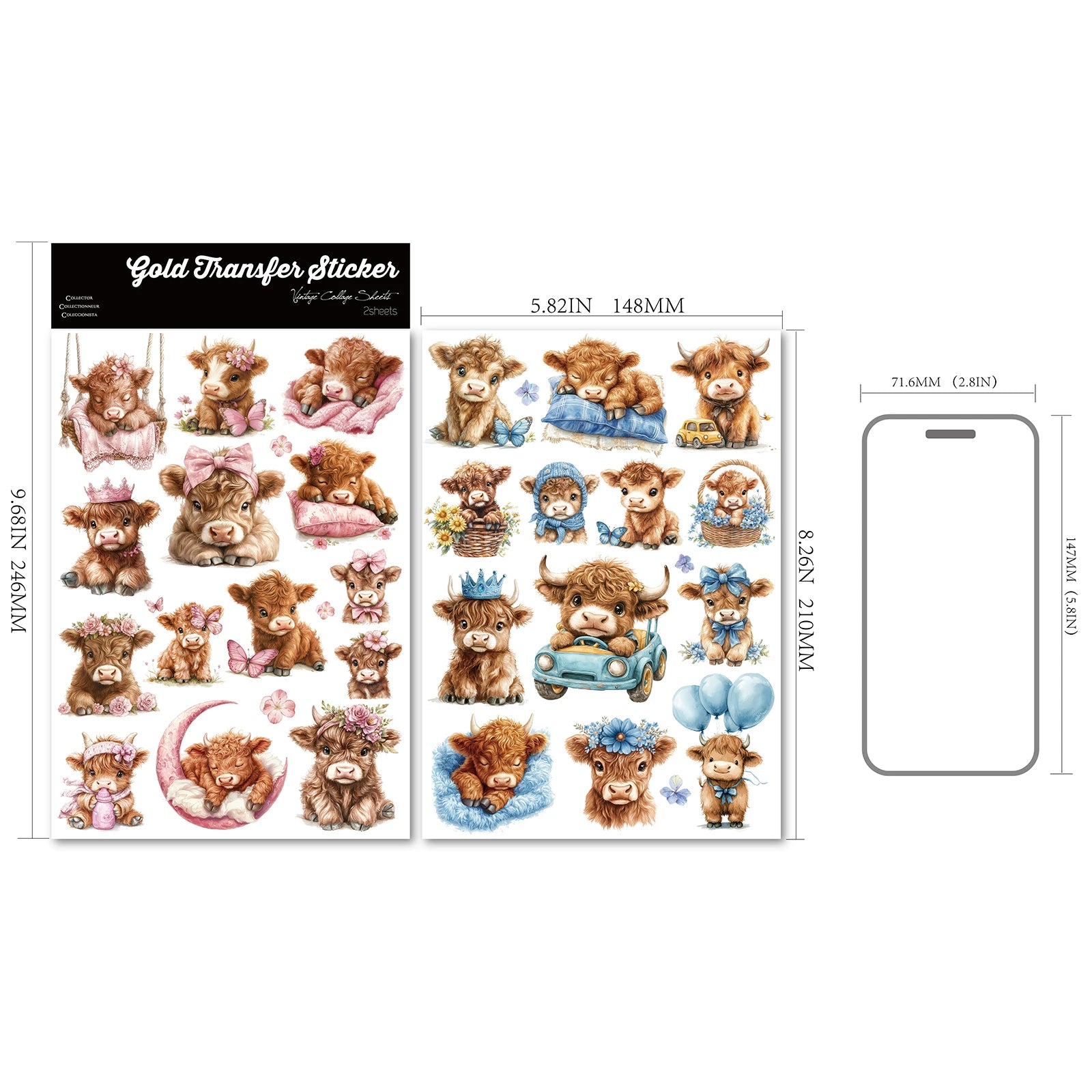 West Highland Cow UV-DTF Rub-on Stickers